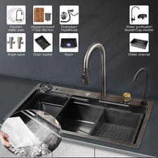 Kitchen Sink Flying Rain Watefall Single Bowl Stainles Steel w/ PullDown Faucet picture