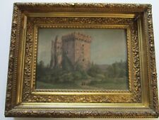 19TH CENTURY PAINTING IMPRESSIONIST CASTLE PEOPLE LANDSCAPE SIGNED LSC 1888 picture