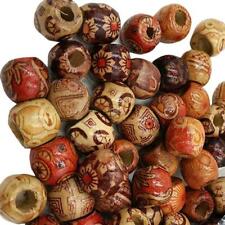  100Pcs Mixed Large Hole BOHO Wooden Beads for Macrame European Charms Craft -US picture