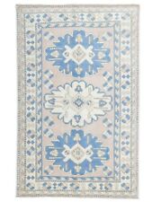 Modern Turkish Oushak Pink Blue Vintage Area Rug 4.2x6.6 ft Handmade Wool Carpet picture