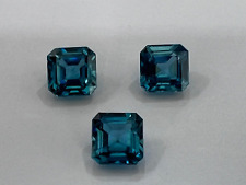 BLUE ZIRCON BEAUTIFUL PAIR OF EARINGS AND PENDANT OF ASCHER CUT  8/8 .CTS-11.02. picture