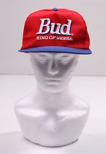 Bud King of Beers Vintage 1990's 1980's Embroidered Snapback Hat Red/Blue Rare picture