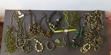 Vintage To Now Green Costume Jewelry Lot Statement Necklace Rhinestone J4 picture