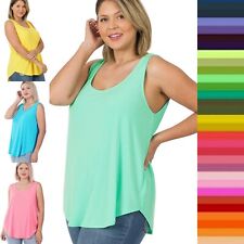 1XL 2XL 3XL Round Neck Sleeveless Top Soft Relaxed Fit Round Hem Tank Zenana picture