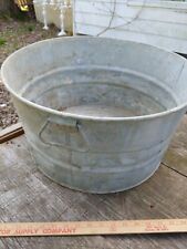 LARGE Vintage Galvanized ZINC Metal Wash Tub Bucket-Farm 11x20.5