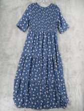 Sign Here Signature Dress Womens XL Maxi Ditsy Floral Prairie Cottagecore Blue picture