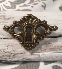 Salvaged Vintage Brass Drawer Pull Cabinet Handle Brass Skeleton Key Hole 383 picture