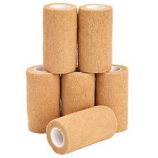 6-Rolls Tan Self Adhesive Bandage Wrap, Vet Tape, Medical Tape (4 In x 5 Yds) picture