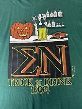 Vintage 1994 Sigma Nu Fraternity Trick Or Drink College T-Shirt Size XXL picture