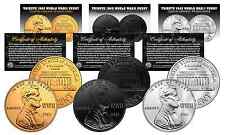 TRIBUTE 1943 WWII Steel Penny Coins 3 Versions BLACK RUTHENIUM, 24K GOLD & SIVER picture