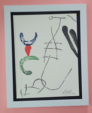 JOAN MIRO + 1971 BEAUTIFUL SIGNED PRINT MOUNTED AND FRAMED 11x14in + BUY NOW picture