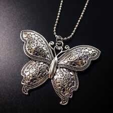 Vintage Silvery Butterfly Wings Pendant Chain Necklace Women's Gift Unique New picture