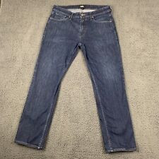 Paige Mens Jeans 32x29 Straight Blue Normandie Dark Wash Stretch Denim Faded picture