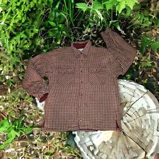 ALASKA WILDERNESS GEAR 1959 Mens Burgundy Plaid Flannel Button Up Shirt Sz Large picture