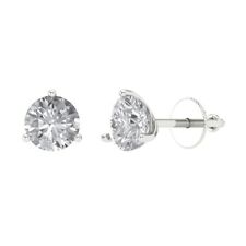 1.8ct Round Simulated Stud Solitaire Earrings Martini 14k White Gold Screw Back picture