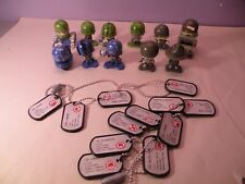 Awesome Little Green Men Lot of 11 with 12 Dog Tags MGA Army Military Figures picture