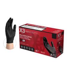 X3 Black Nitrile Disposable Industrial Gloves 3 Mil, Latex/Powder-Free picture