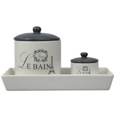 White Ceramic Le Bain Paris 2 Piece Canisters with Vanity Tray picture
