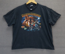 Vintage 80s Harley Davidson The Lone Wolf Biker Big Print Graphic T-Shirt XL picture