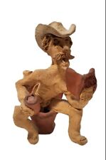 Vtg Tom Schoolcraft Clay Cowboy Sitting on Toilet Number 2 Man cave picture