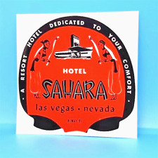 Sahara Hotel Las Vegas Vintage Style Travel Decal, Vinyl Sticker, Luggage Label picture