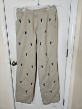 VINTAGE 1946 Washed Stoned Beaten Chino Pants Mens Size 34x37 KHAKIS REBEL Print picture