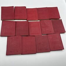 Lot of 14 Little Luxart Library Books Miniature Red Leather Classics 1920's picture