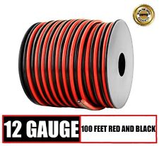 12 Gauge AWG OFC Speaker Cable Subwoofer Zip Power Wire - 100 Feet Red & Black picture