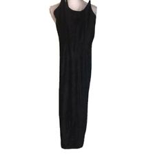 Rampage Slip Dress Womens Vintage Black Ribbed Crushed Velvet 90s Sleeveless picture