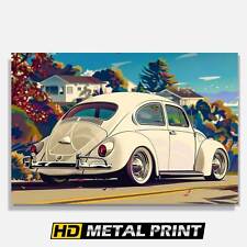 1957 VW Beetle Metal Print, Vintage Car Decor, Retro Artwork, Classic Wall Art picture