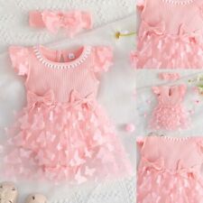 Newborn Baby Girl Short Sleeve Romper Bodysuit Jumpsuit Headband Clothes Outfits picture