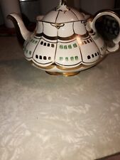 ellgreave england teapot, Vintage Gold And Green 1950s picture