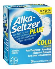 Alka-Seltzer Plus Cold Effervescent Tablets Sparkling Original 36 Count 6 Pack picture