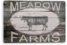TIN SIGN Meadow Farms Farm House Ranch Cows Rustic Farm Sign Decor B441 picture
