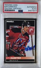 Ken Daneyko  auto insc 1992 Pinnacle card PSA Encapsulated New Jersey Devils picture