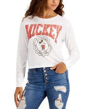 MSRP $29 Disney Juniors' Mickey Varsity T-Shirt White Size Large picture