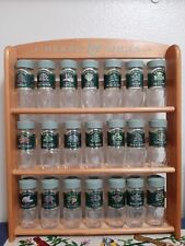 Vintage McCormick 3 Tier Wood Spices Rack 21 Empty Jars Green Lids Farmhouse  picture