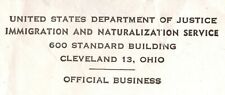 VINTAGE OFFICIAL STATIONERY IMMIGRATION AND NATURALIZATION SERVICE CLEVELAND OH picture
