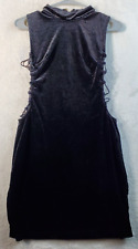 Windsor Pencil Dress Womens Medium Black Velvet Sleeveless Side Lace Up Back Zip picture