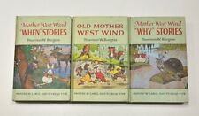 Set of 3 MOTHER WEST WIND, Thornton Burgess,Why,When & Old Mother Stories HC Old picture