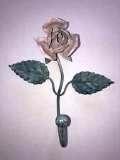Vintage Italian Toleware Metal Rose Wall Hook/Cottage Core/shabby Chic Decor picture