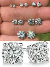 Real Moissanite Stud Earrings 925 Silver Hip Hop Mens Ladies Single Or Pair Iced picture