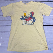 Vintage Mens Single Stitch Bud Man Budweiser Short Sleeve T-Shirt Medium Yellow picture