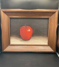 Vintage American Oil Painting Original Framed Red Apple Still Life picture