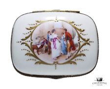 Antique Signed Andre Made in France Porcelain Decorative Scenic Jewelry Box picture