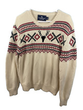 AMERICN LIVING Sweater Womens L Holiday FairIsle Deer Retro Diamond Pullover L picture
