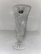 VINTAGE BOHEMIAN Czech Deep Cut Crystal Leaded Glass Vase 7” Tall picture