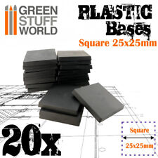 20x Plastic Square Bases 25x25mm - Black Basing Wargames Miniatures Warhammer picture