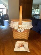 Longaberger 2001 Mothers Day Basket, Liner, Tie on, Wooden Lid & Protector picture