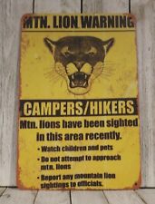 Mountain Lion Tin Warning Sign National Wildlife Refuge Vintage Rustic Style picture